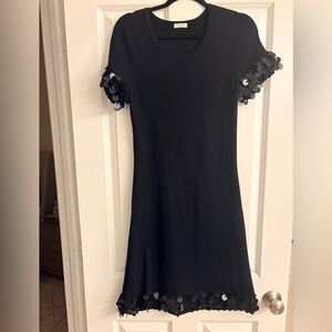 Kate Spade Sequin Trim Sweater Dress Sample One-of-a-Kind Black Knit - Sz: Small